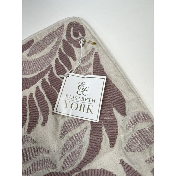 ELISABETH YORK 15"x35" Olivia Pink Lotus Embroidered PILLOW CASE Sham Home Decor - Picture 7 of 8